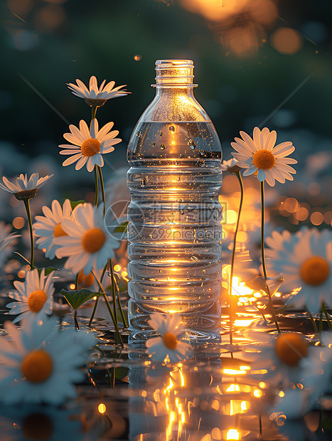 水瓶在池塘图片