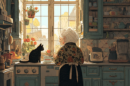 厨房的猫图片