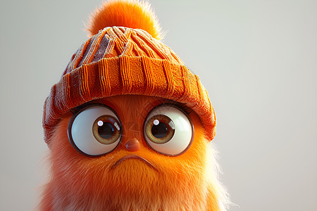一个戴着橙色帽子的毛绒动物图片