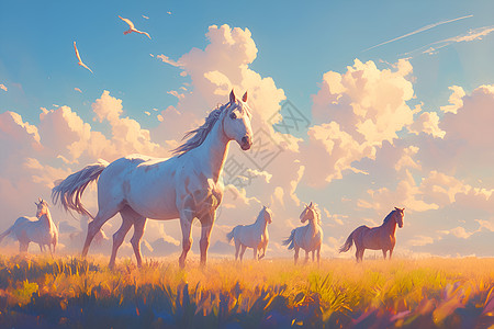 马在大草原上图片