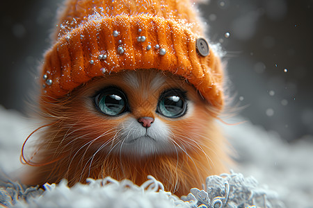 动物眼睛可爱的橘猫插画