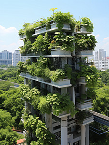 城市绿色天空建筑背景图片