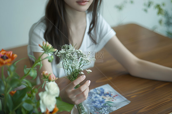 爱好插花的女士图片