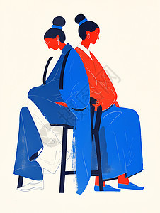 坐在椅子上的两个人背景图片