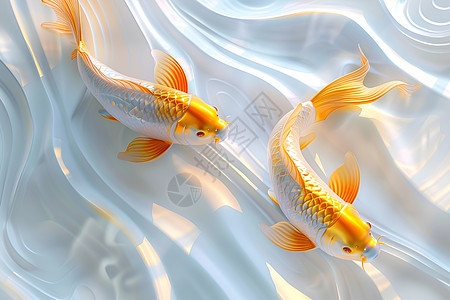 太阳下的水中金鱼图片