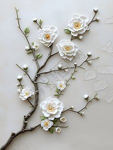 刺绣白花图片
