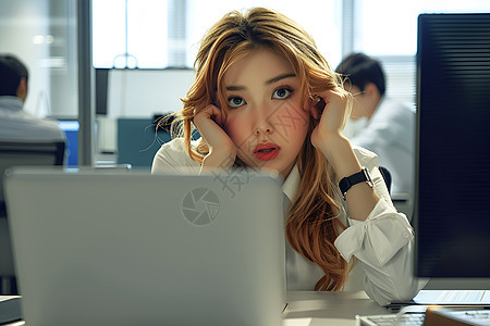 办公室里的女员工高清图片下载-正版图片601054131-摄图网