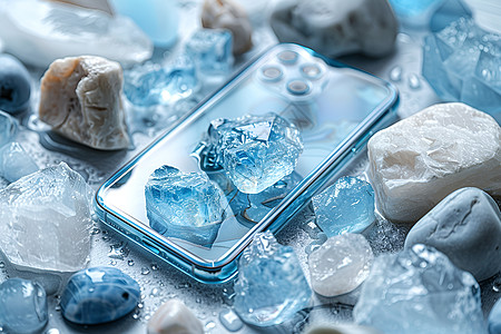 冰与岩石和手机图片