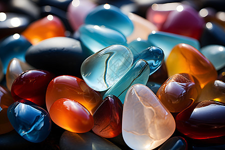彩色玻璃质感的石头图片