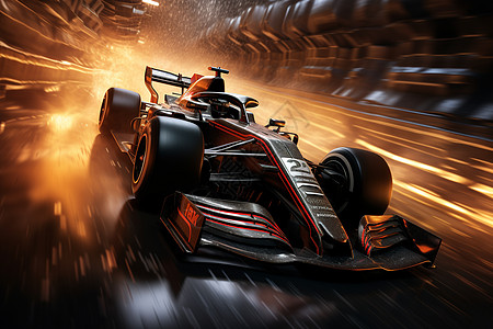 赛车背景奔驰于火焰隧道的赛车设计图片
