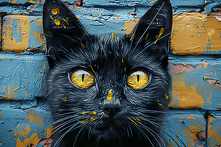 暖心黑猫艺术墙图片