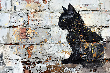猫咪墙壁艺术高清图片