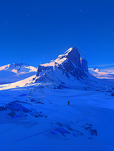 雪山下的星空夜景图片