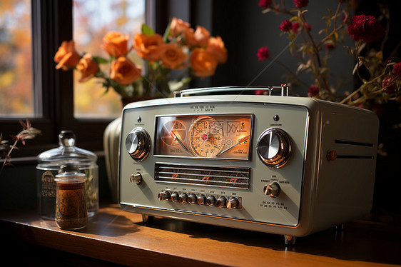 家中的复古收音机图片