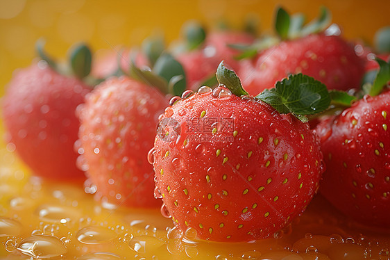 桌面上新鲜的草莓图片