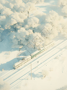 冬季户外行驶的火车图片