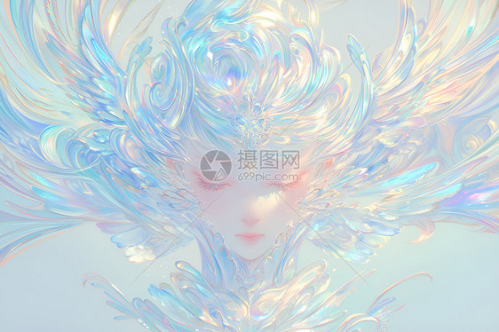 背景中透明的少女绘画图片