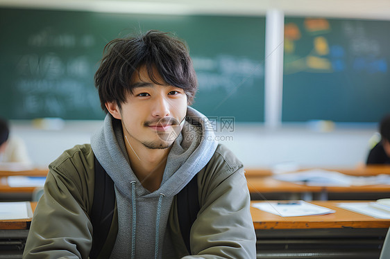 室内专注学习的男孩图片