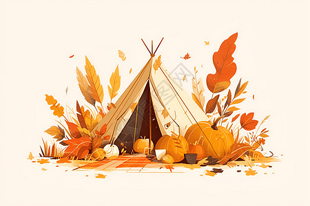 秋季的野营帐篷图片