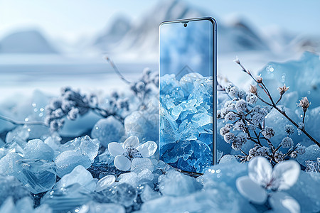 冰雪中的手机背景图片