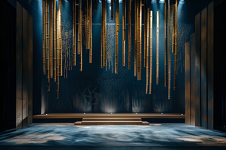 金色的竹林舞台背景图片