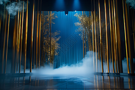 建筑的竹林舞台图片