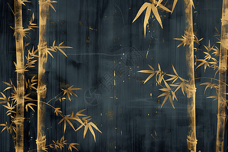 金色绘画的竹子图片