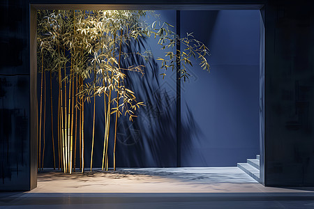 幽静的竹林舞台背景图片
