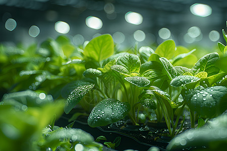 绿叶边框温室内的绿色蔬菜背景