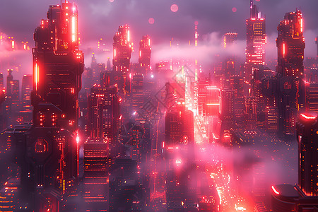 未来城市的霓虹背景图片