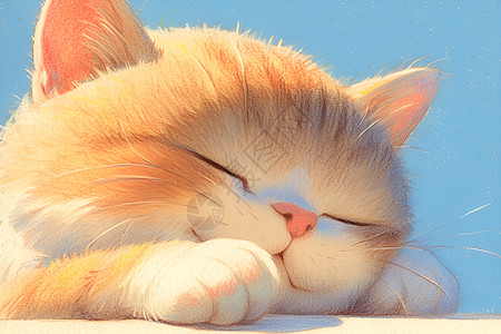 阳光下睡觉的橘猫图片
