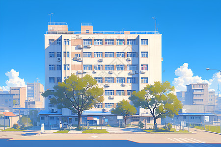 北京建筑大楼城市公寓大楼插画