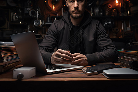 黑衣男子的电脑背景图片