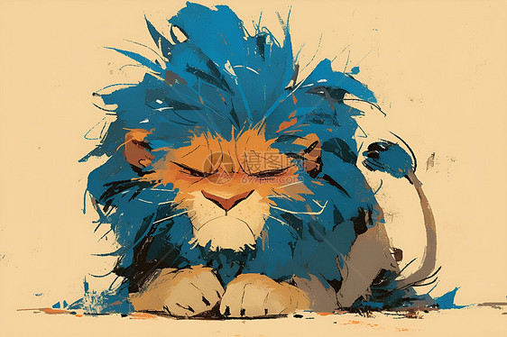 长着蓝头发的狮子图片
