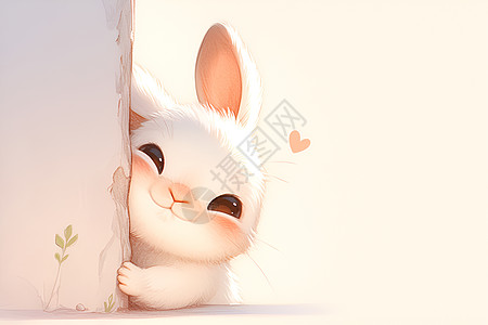 动物素材墙角可爱兔子插画