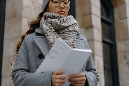 灰衣女子图片