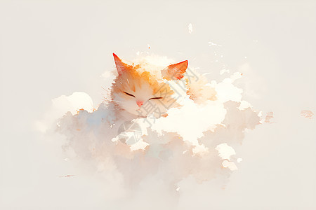 绘画风格中一只猫图片