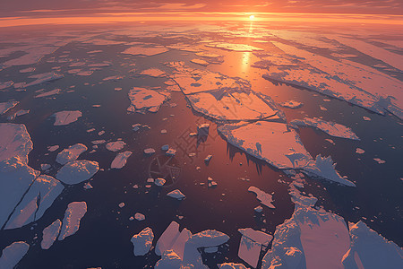 冰雪融化的海面背景图片