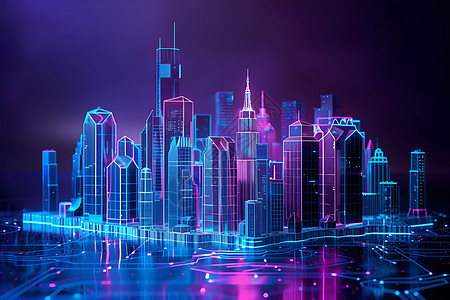 未来城市的霓虹图片