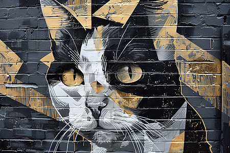 猫咪涂鸦艺术猫与涂鸦艺术辉映图片