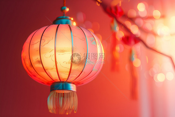 红白渐变下的中国灯笼图片