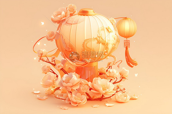 金光灿烂的中国灯笼图片