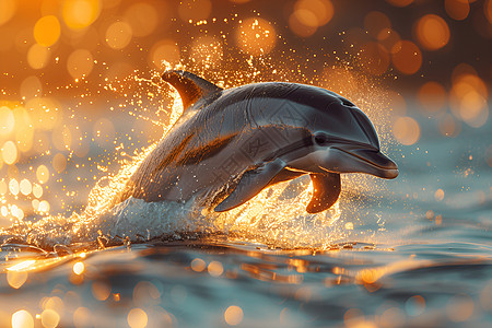 海水中跃起的海豚图片
