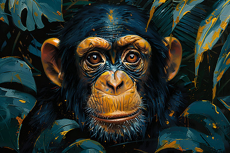 丛林中窥视的猩猩图片
