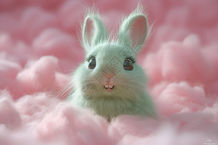 棉花糖里的小兔图片