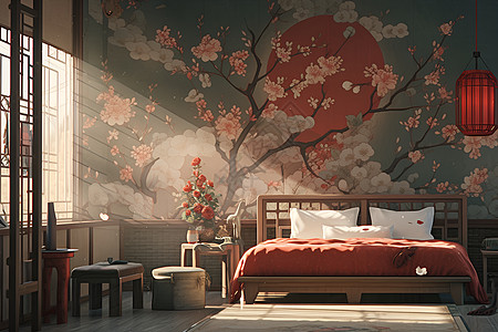 传统艺术风格的卧室图片