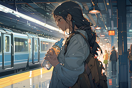 地铁上的女子图片