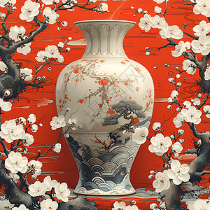 花瓶与梅花的艺术之美图片
