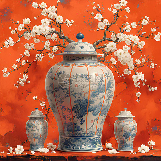 花瓶与梅花的超越传统之美图片