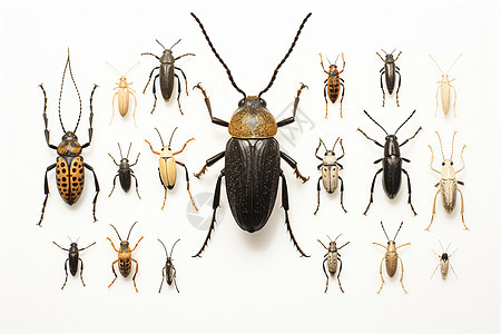 一群昆虫排成一列图片